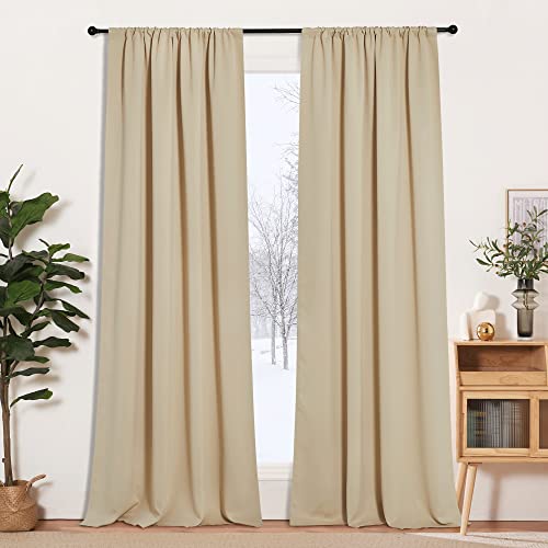 Curtains for Bedroom Living Room Dining Room 102 inches Long (Biscotti Beige / 52"W x 102"L (Pack of 2))