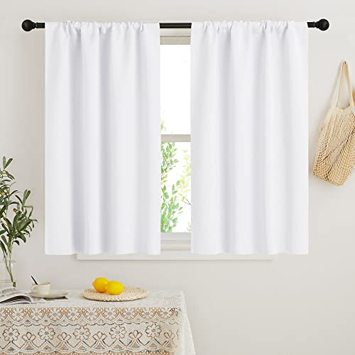 Short Curtains for Bedroom (Pure White / 34"W x 45"L (Pack of 2))