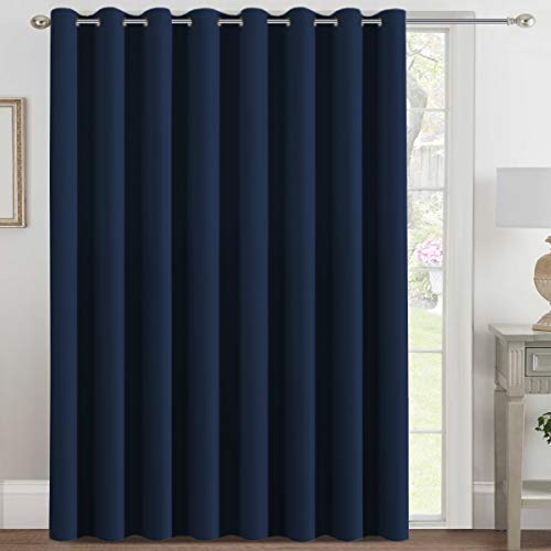 Blackout Patio Curtains 100 x 108 Inches for Sliding Door Extral Wide Blackout Curtain Panels Thermal Insulated Room Divider (100"W x 108"L (Pack of 1) / Navy Blue)