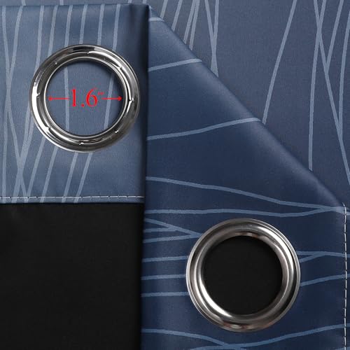 Navy Blue and Black Ombre Blackout Curtains for Living Room 90 Inch Length (Black and Navy Blue / 52"W x 90"L (Pack of 2))