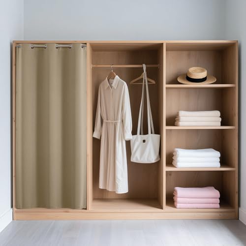 Door Curtain Blackout Curtains for Doorway Privacy Closet Drapes (Light Beige / 52"W x 90"L (Pack of 1))