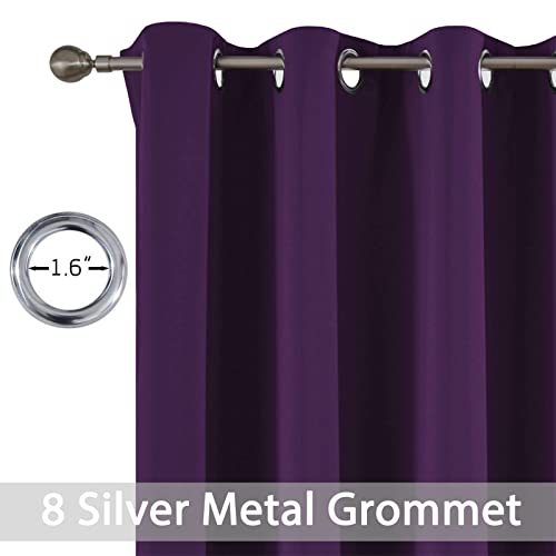 Purple Room Darkening Window Curtains 52x36 Inch for Kitchen (Purple / 52"W x 36"L (Pack of 2))