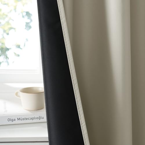 100% Blackout Short Curtains for Small Window (100% Blackout - Natural / 29"W x 45"L (Pack of 2))