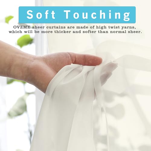 2 Pack Ivory Sheer Curtain Panels (Ivory / 42"W x 120"L (Pack of 2))