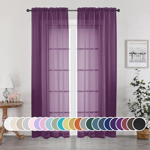 Plum Sheer Curtains (Plum / 42"W x 84"L (Pack of 2))