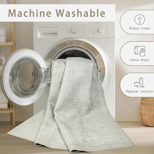 5x7 Washable Area Rugs for Living Room (5' x 7' (Rectangular) / Concrete-grey)