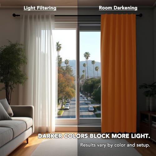 Blackout Curtains for Kitchen Window Back Tab and Rod Pocket Curtains Room Darkening Curtains 52Wx45L Inch Orange Flame 2 Panels (Orange Flame / 52"W x 45"L (Pack of 2))