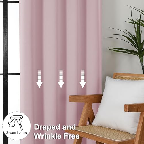 Ava Blush Blackout Curtains for Bedroom 84 Inch Length 2 Panels Set (Blush / 40"W x 84"L (Pack of 2))