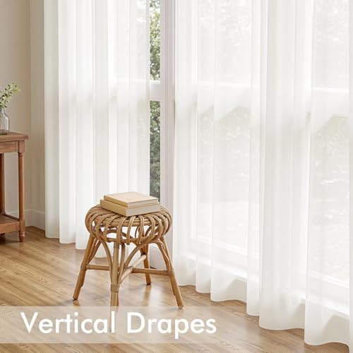 Ivory Sheer Curtains 108 Inches Long 4 Panels 42 x 108 Inches (42"W x 108"L (Pack of 4) / Ivory)