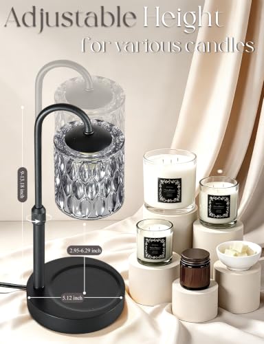 Dimmable Candle Warmer Lamp with Timer (Black-gray Glass)