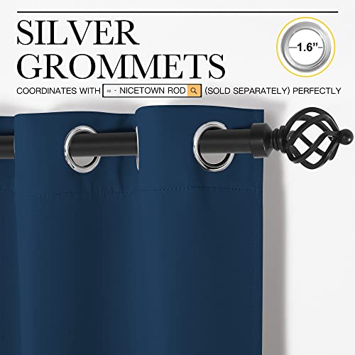 Moroccan Blue Kitchen Blackout Short Curtain Panels for Bedroom (Dark Blue / 42"W x 45"L (Pack of 2))