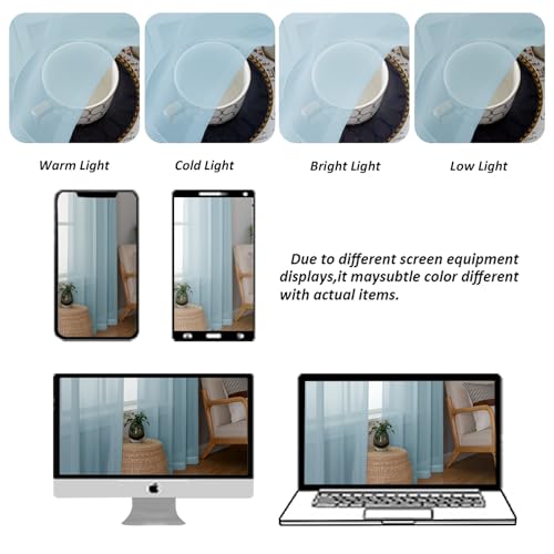 Light Blue Sheer Valances for Windows 2 Pack (Sky Blue / 42"W x 14"L (Pack of 2))