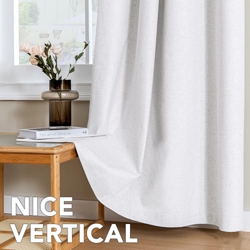 100% Blackout Linen Curtains 63" L 2 Panels Heathered White (Heathered White / 52"W x 63"L (Pack of 2))