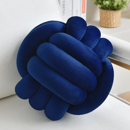Knot Pillow Ball Navy Blue 8 Inch Small Decorative Throw Pillow (Small - 8 inches / Navy Blue)