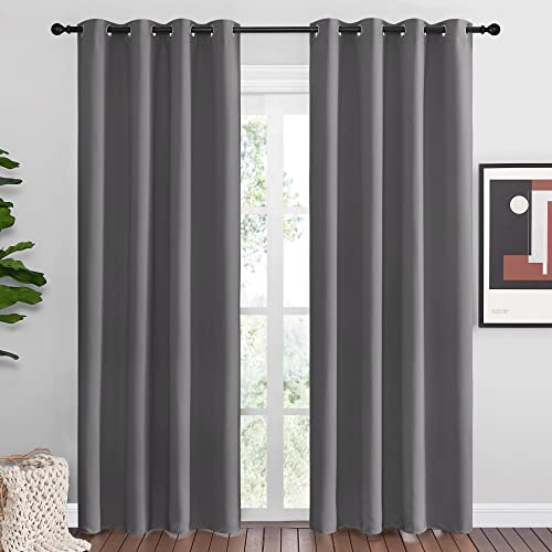 Gray Blackout Curtains for Bedroom 55" Wide x 86" Long 2 Panels (Grey / 55"W x 86"L (Pack of 2))
