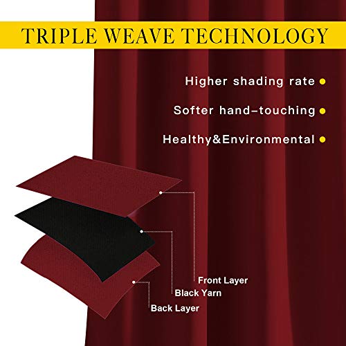 Extra Long Blackout Drapes (Burgundy Red / 52"W x 120"L (Pack of 2))