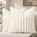 Fall Faux Fur Throw Pillow Covers 20x20 Set of 2 Cream White (Cream White / 20" x 20" (Pack of 2))