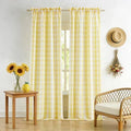 95 Inch Yellow White Buffalo Plaid Semi Sheer Curtains (Yellow/White / 52"W x 95"L (Pack of 2))