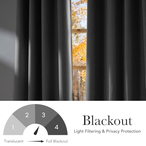 Faux Linen Light Grey Blackout Curtains 84 inches Long for Living Room (Linen Light Grey / 52"W x 84"L (Pack of 2))