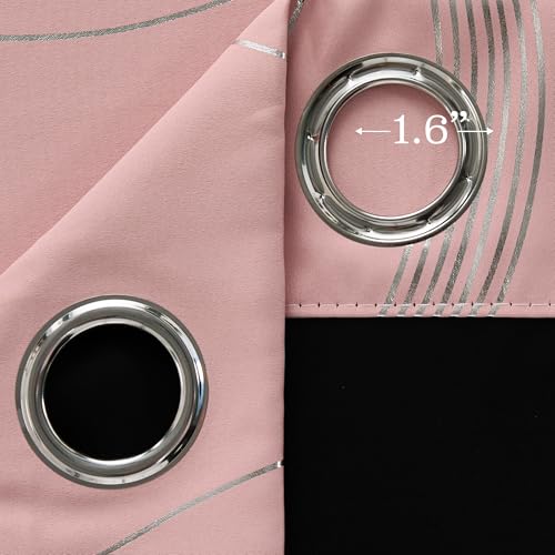 100% Blackout Print Curtains 63 inch Long (100% Blackout - Pink / 52"W x 63"L (Pack of 2))