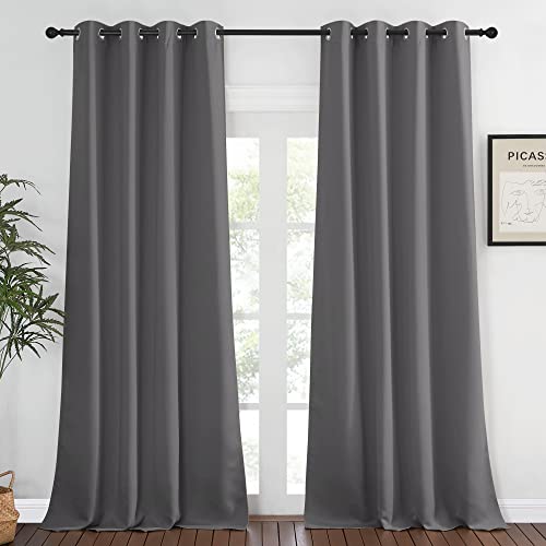 Grey Blackout 108 inch Curtains for Bedroom (Grey / 52"W x 108"L (Pack of 1))