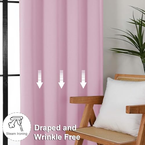 Ava Pink Short Blackout Curtains for Bedroom 45 Inches Long 2 Panels Set (Pink / 40"W x 45"L (Pack of 2))