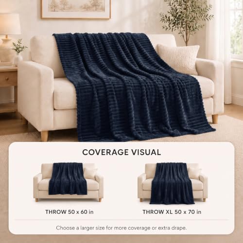 Navy Blue Throw Blanket for Couch (Navy Blue / Throw (50" x 60"))