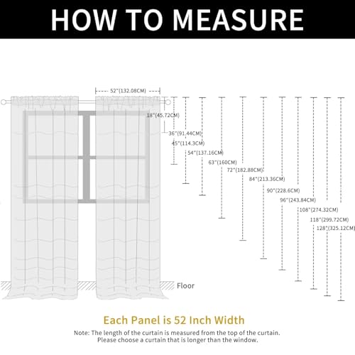 Sheer Voile Curtains for Living Room 84 Inch Long 2 Panels (Ivory / 52"W x 84"L (Pack of 2))