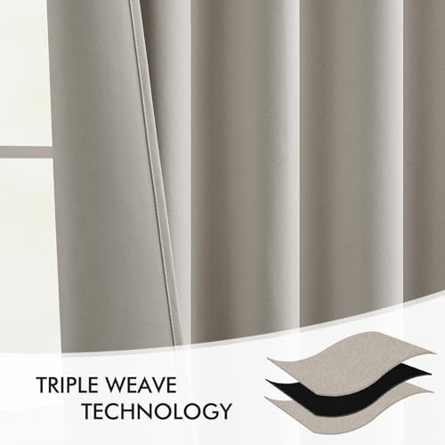 Natural Back Tab Blackout Curtains 52x108 Inch Long 2 Panels Set (Natural / 52"W x 108"L (Pack of 2))