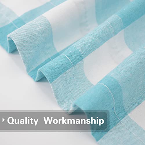 Buffalo Check Window Curtains 100 inches Long Living Room Cotton Curtain Panels Bedroom Drapes Plaid Gingham Farmhouse Decor Curtains Rod Pocket Kitchen Basement 2 Panels Sky Blue White 52"x100" (52"W x 100"L (Pack of 2) / Sky Blue+white)