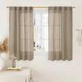 Linen Curtains 48 Inch Length Semi Sheer Light Filtering 2 Panels (Taupe / 34"W x 48"L (Pack of 2))