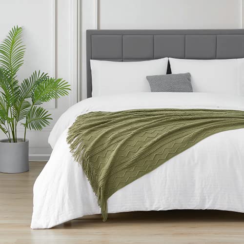 Olive Throw Blanket 50x60 Inch Boho Knitted Soft Throw Sofa Blanket (Olive / 50"x60")