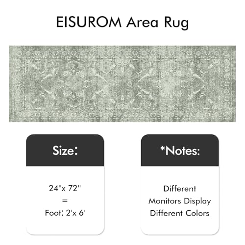 2x6 Washable Runner Rug (Muted Sage Green / 2' x 6' (Runner))