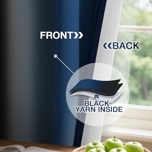 Dark Blue Black Ombre Curtains 52x63 Inche Long 2 (52"W x 63"L (Pack of 2) / Dark Blue and Black)
