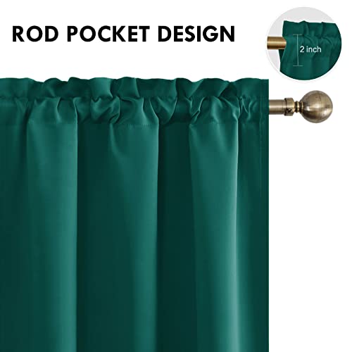 Blackout Curtains for Bedroom Living Room 42 x 63 Inch Long 2 Panels (Hunter Green / 42"W x 63"L (Pack of 2))