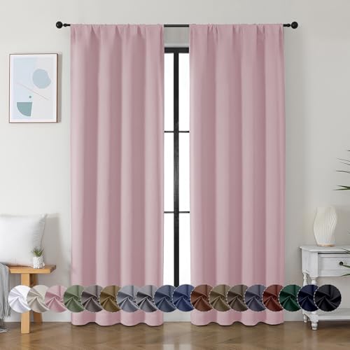 Ava Blush Blackout Curtains for Bedroom 84 Inch Length 2 Panels Set (Blush / 40"W x 84"L (Pack of 2))