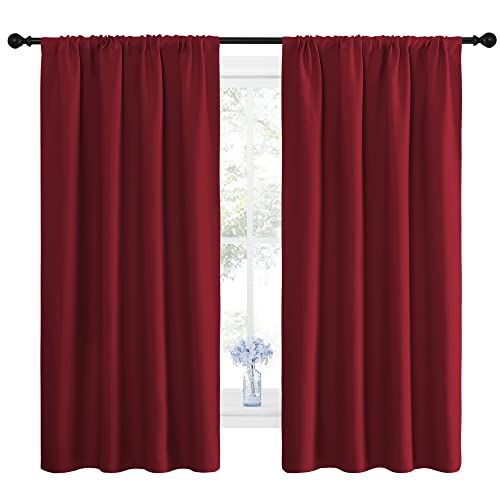 Burgundy Red Blackout Curtains for Bedroom 42" w x 63" L 2 Panels (Burgundy Red / 42"W x 63"L (Pack of 2))