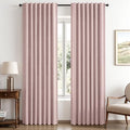 100% Blackout Linen Curtains for Bedroom 42 x 90 Inch Pink 2 Panels (Pink / 42"W x 90"L (Pack of 2))