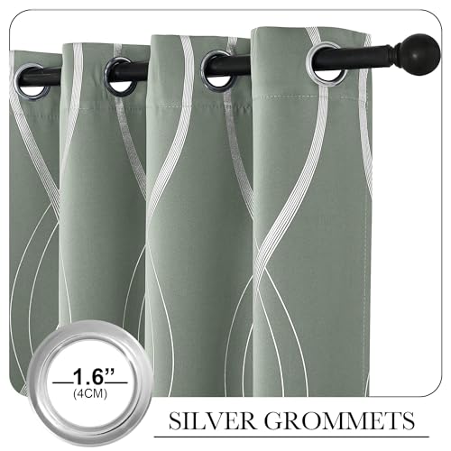 Greyish Green Curtain Panels for Vintage Bedroom (1 - Greyish Green / 52"W x 84"L (Pack of 2))