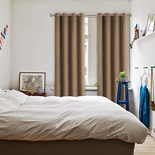 Taupe Blackout Curtains for Living Room 95 Inch Long (Taupe / 52"W x 95"L (Pack of 2))