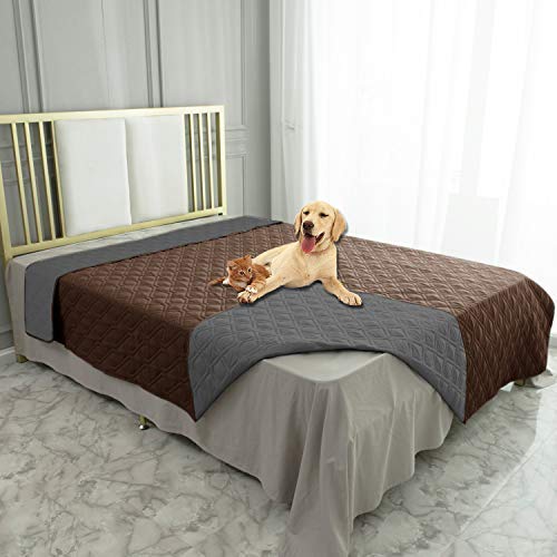 Waterproof Dog Bed Cover Pet Blanket for Furniture Bed Couch Sofa Reversible (82x82 Inch (Pack of 1) / Chocolate+darkgrey)