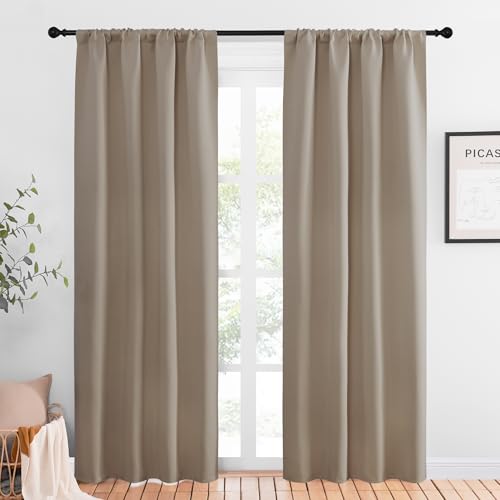 Blackout Curtains for Living Curtains (Taupe / 42"W x 84"L (Pack of 2))