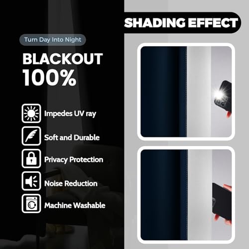 100% Blackout Curtains Ombre Blue Curtains for Bedroom 84 Inch (52"W x 84"L (Pack of 2) / Blue 2 Layers)