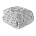 3D Checkered Fleece King Blanket for Bed (Light Grey / King (104"x90"))