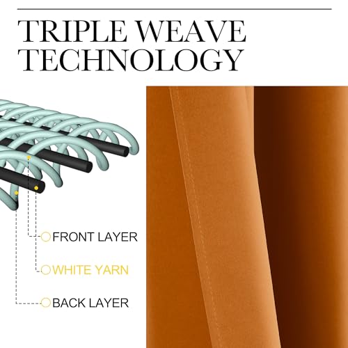 Room Darkening Cafe Satin Curtains for Small Windows (Orange / 42"W x 36"L (Pack of 2))
