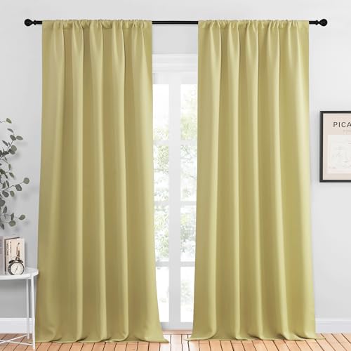 Blackout Curtains for Living Curtains (Paler Yellow / 52"W x 95"L (Pack of 2))