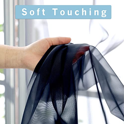 Blue Sheer Curtains (Navy Blue / 42"W x 84"L (Pack of 2))