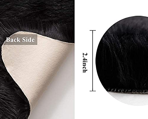 Fluffy Area Rug 2x3 ft Faux Fur Sheepskin Rug for Bedroom Black (2' x 3' (Sheepskin) / Black)