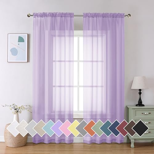 Light Purple Sheer Curtain Panels Pair Sold 84 Inch Length (40"W x 84"L (Pack of 2) / Lavender)