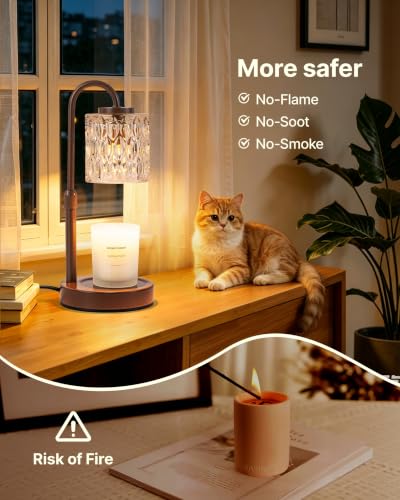 Dimmable Candle Warmer Lamp with Timer (Brown-glass)